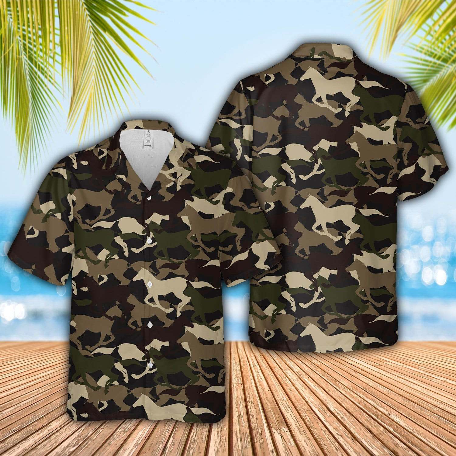 Military Camo Horse Racing Unisex Hawaii Shirts Ha21960