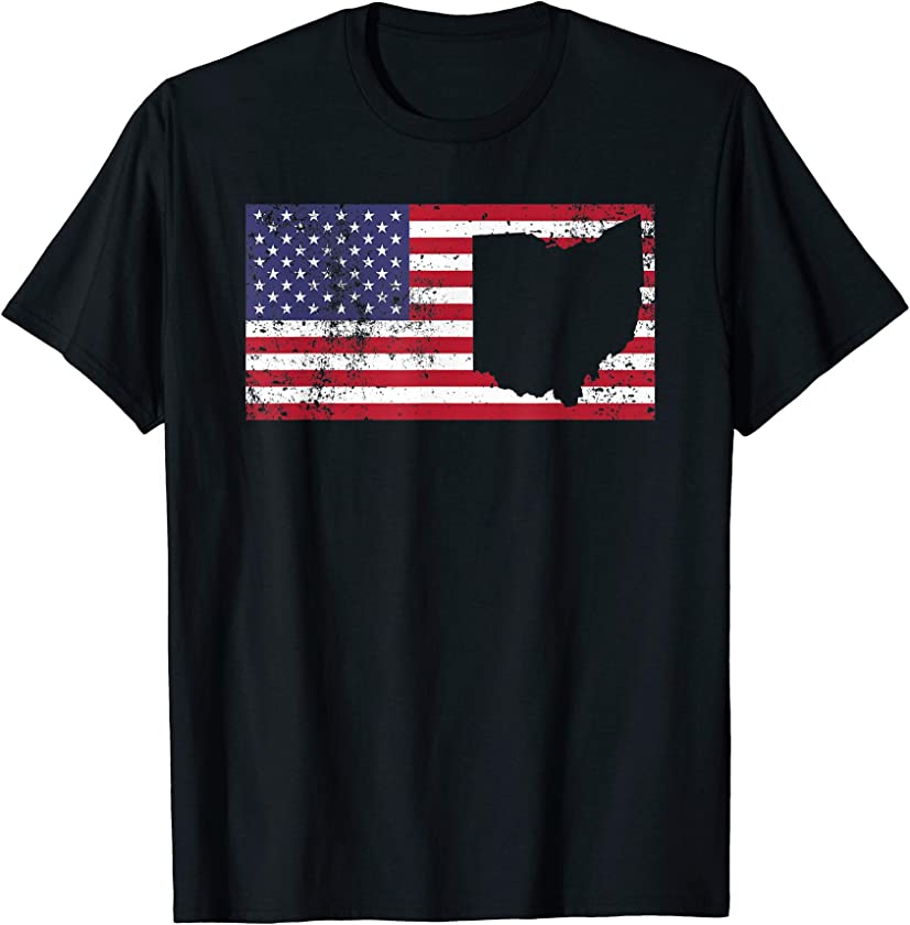 American Flag Ohio USA T Shirt Vintage July 4th Fourth