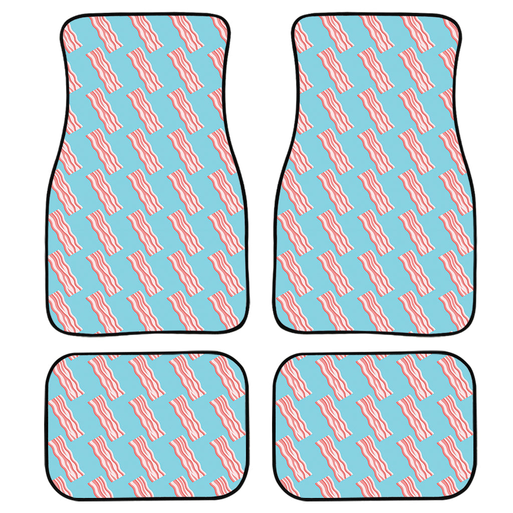 Blue Bacon Pattern Print Front And Back Car Floor Mats, Front Car Mat