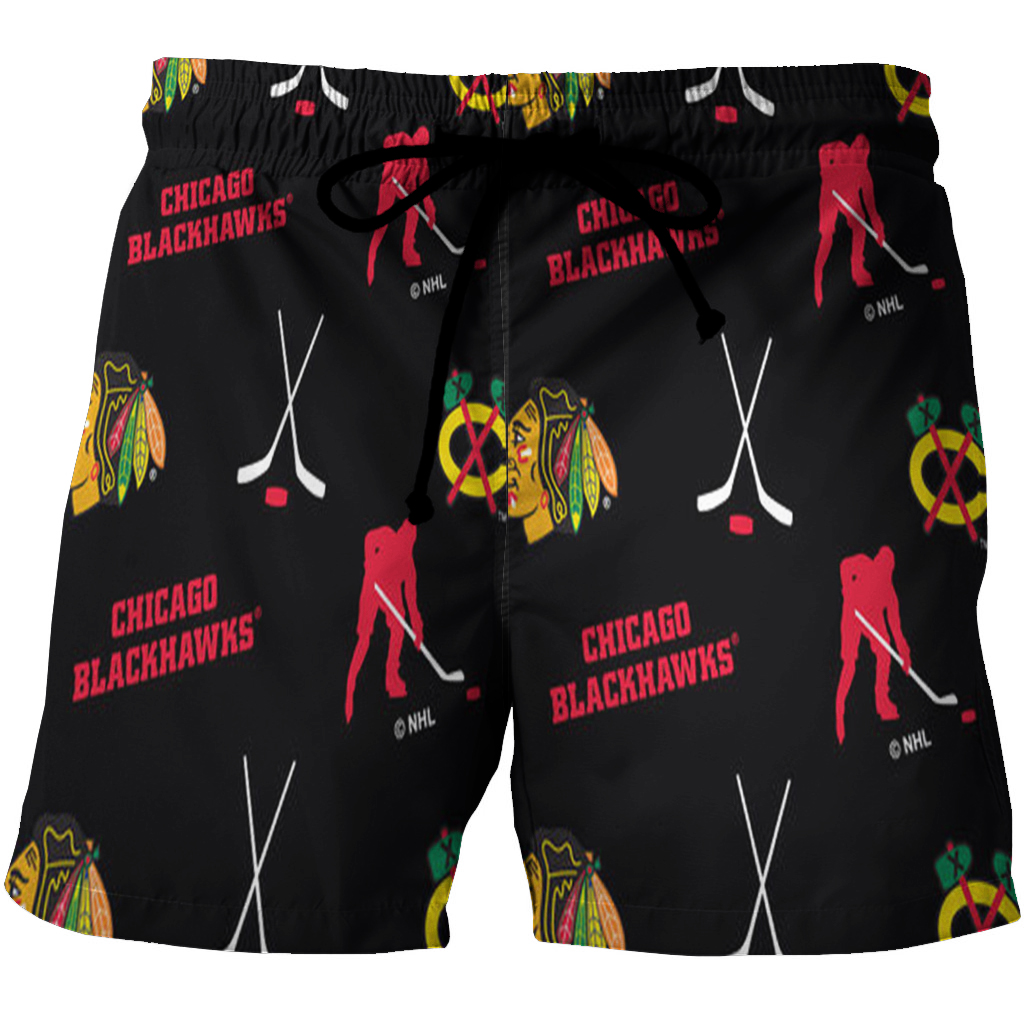 Chicago Blackhawks Symbol 3 3D All Over Print Summer Beach Hawaiian Short