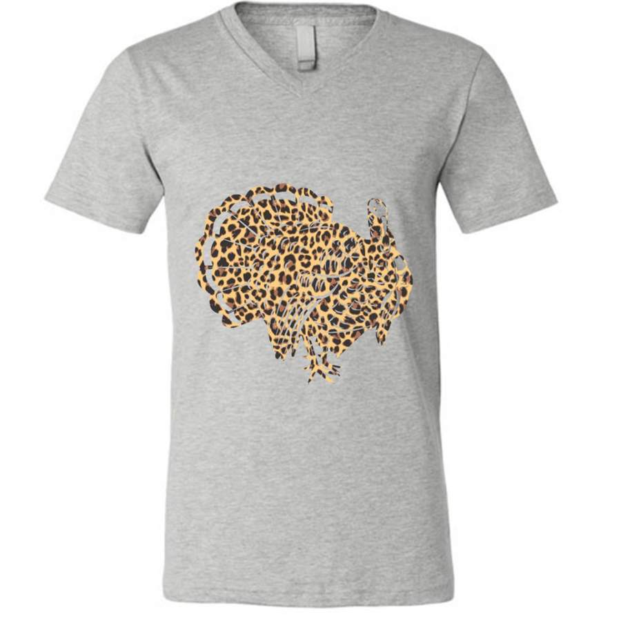 Turkey And Leopard Skin – Canvas Unisex V-Neck Shirt