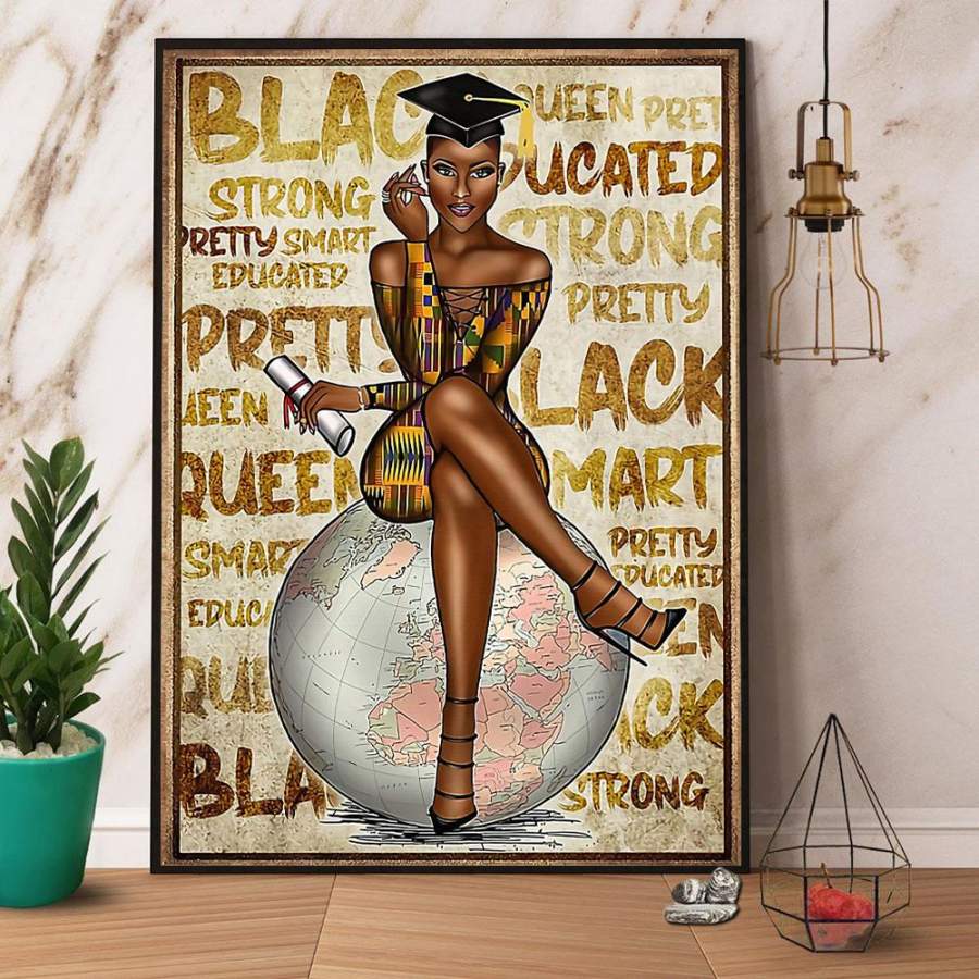 Black queen strong pretty smart paper poster no frame/ wrapped canvas wall decor full size