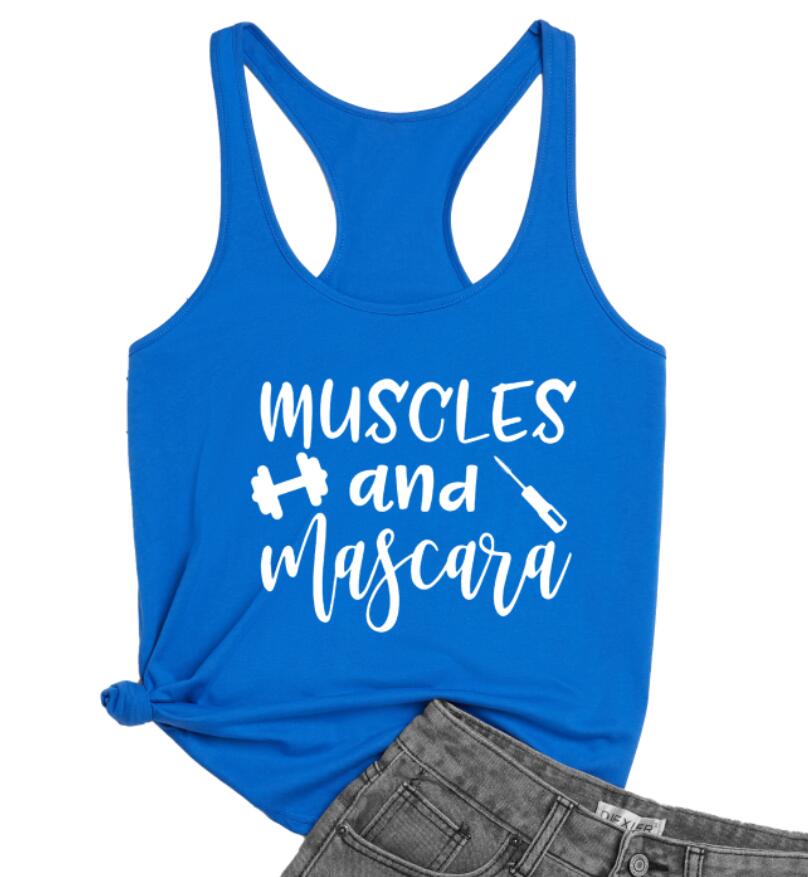 Vest Muscles And Mascara Tank Tops Women’s Flowy Racerback Workout Gym Clothing Sexy Summer Sleeveless Graphic Funny Tank Shirt alx