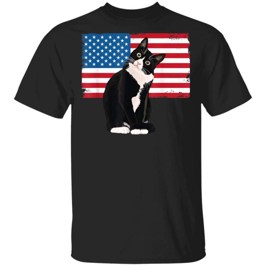 Tuxedo Cat 4th of July Patriotic Gift Adults Kids T-Shirt