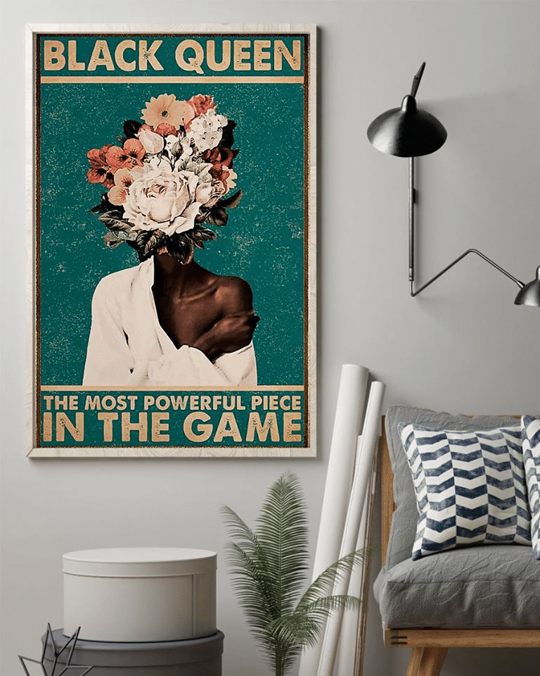 Juneteenth Freedom Day Liberation Day Black Queen Love Floral The Most Powerful Piece  Home Living Room Wall Decor Vertical Poster Canvas