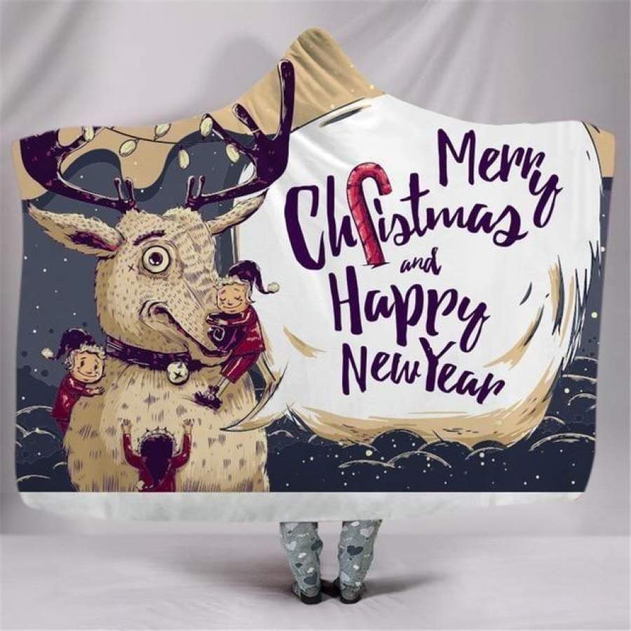 X-Mas Reindeer With Friends Hooded Blanket Christmas Decoration Ideas Christmas Gift Ideas