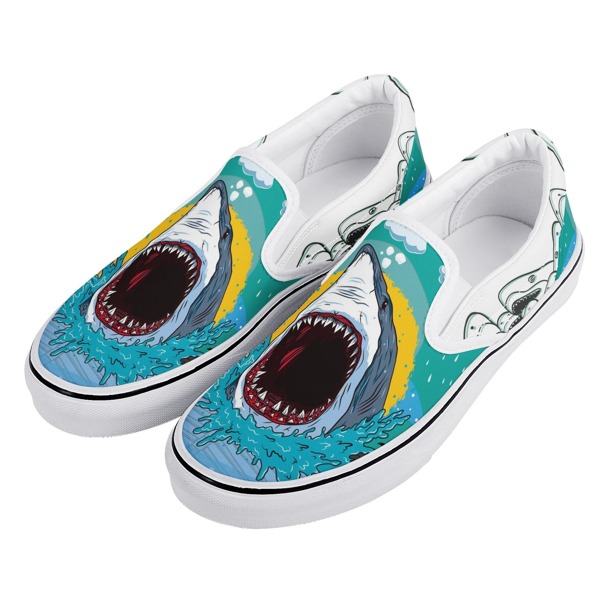 Shark Under The Sea Art Gift For Lovers Custom Shoes Slip On Shoes