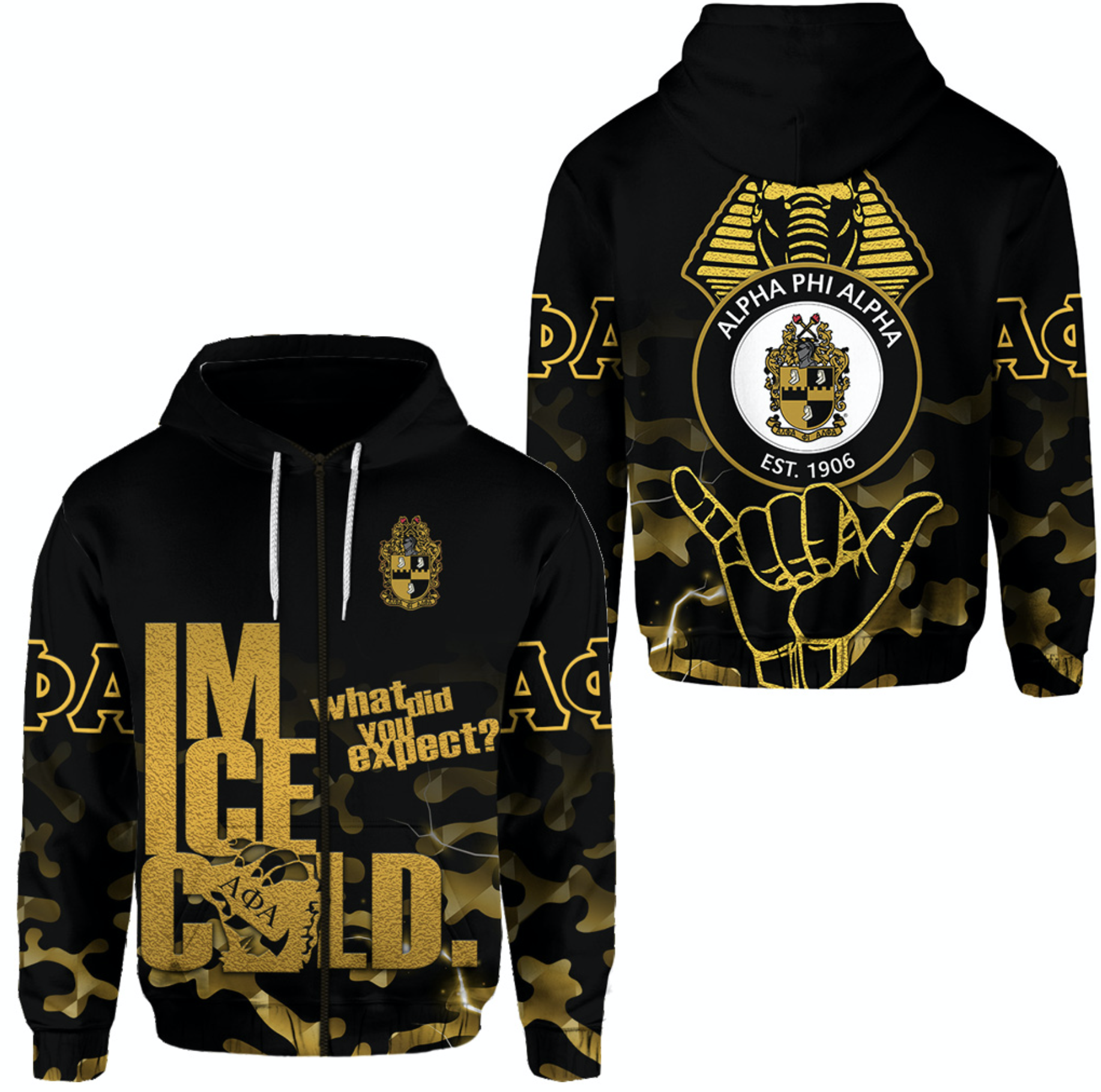 Alpha Phi Alpha Fraternity Zip Hoodie Camouflage Black Vibes – Ice Cold Lt8