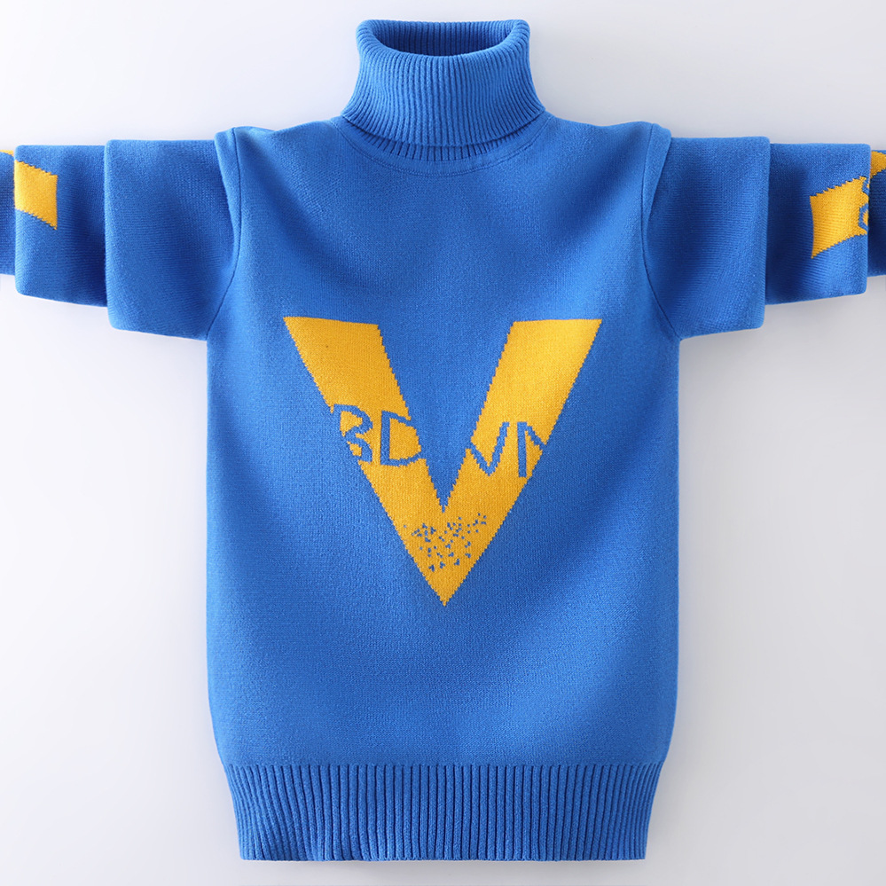 Winter Boys Sweater Keep Warm Boys Cotton Clothing Children’s Sweater Turtleneck Pullover Knitting Sweater Kids Clothes alx