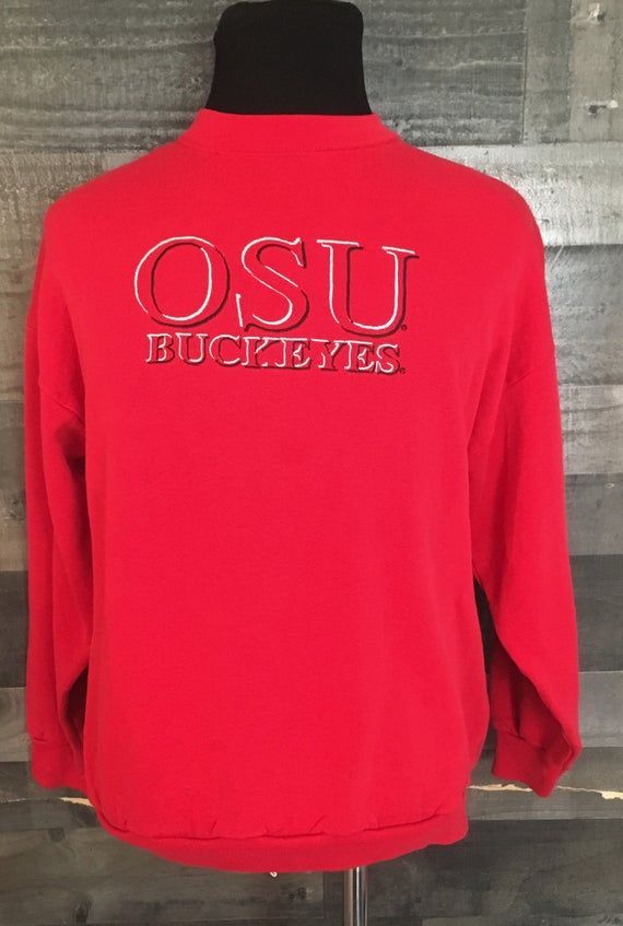 Vintage Ohio State University Buckeyes 1980S Champion Red Crewneck College Shirt Osu Buckeys Shirt College Football Shirt