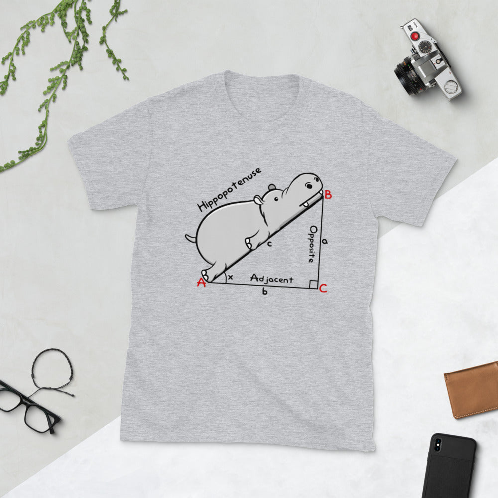 Right Triangle Hippo Hippopotenuse Adjacent Opposite Unisex T-Shirt