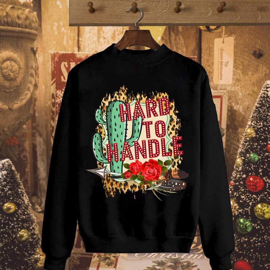 Catus hard to handle leopard rose and arrow great gift black sweatshirt for men and women S-5XL