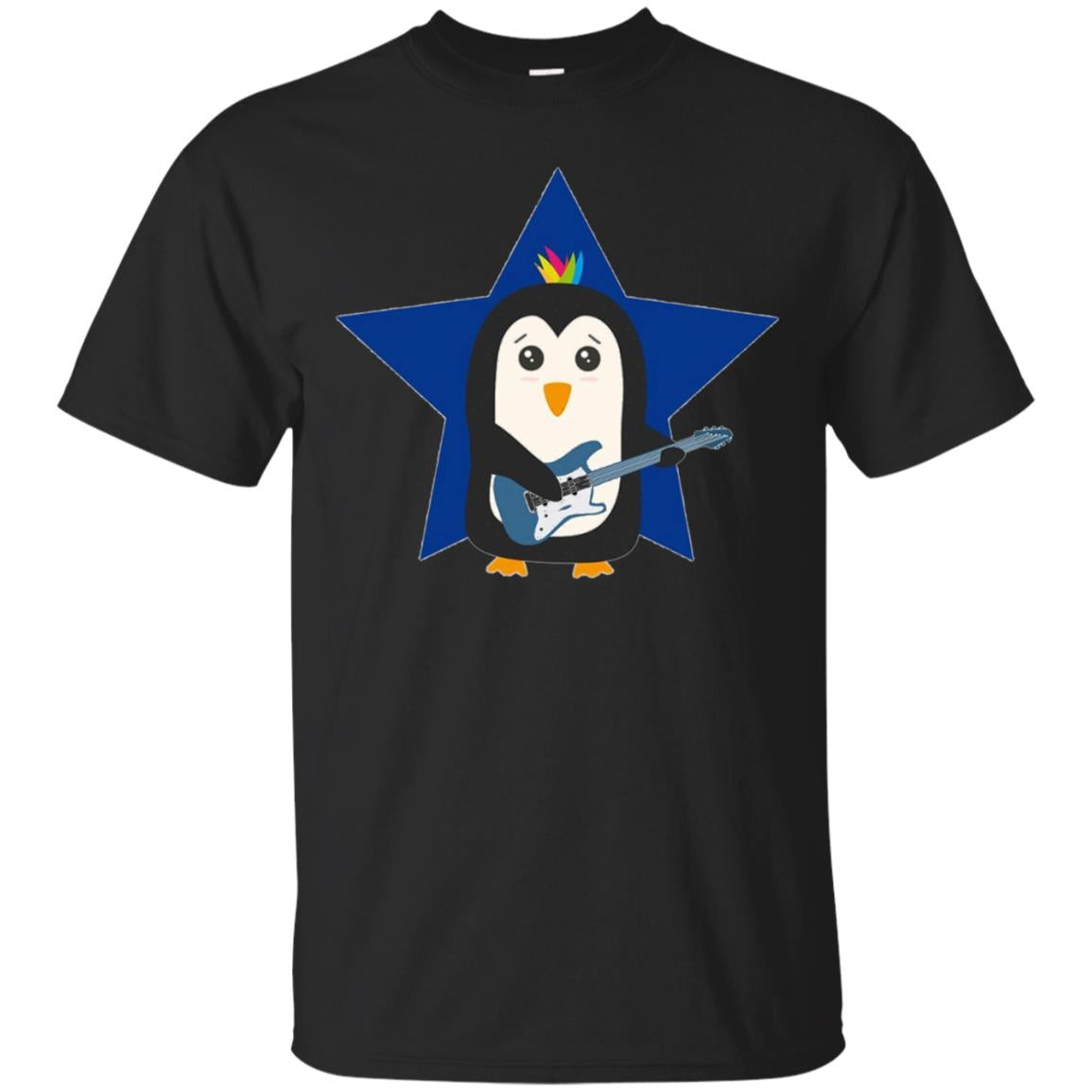 Rock Guitar Penguin T-Shirt for Women, Men and Kids