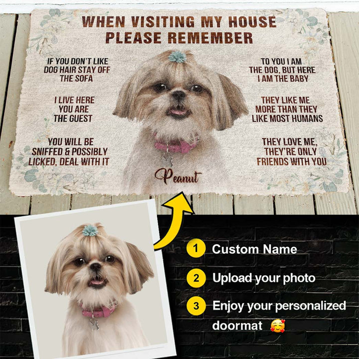 Waybackapparel Please Remember Dogs House Rule Custom Photo Custom Name 3D Doormat