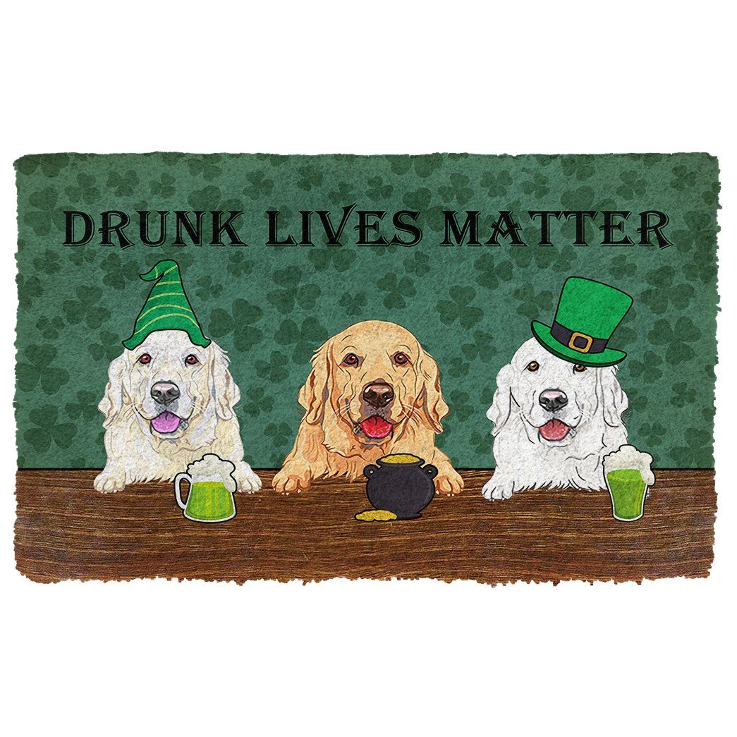 Gearhumans  Gearhuman 3D Golden Retriever Drunk Lives Matter Doormat