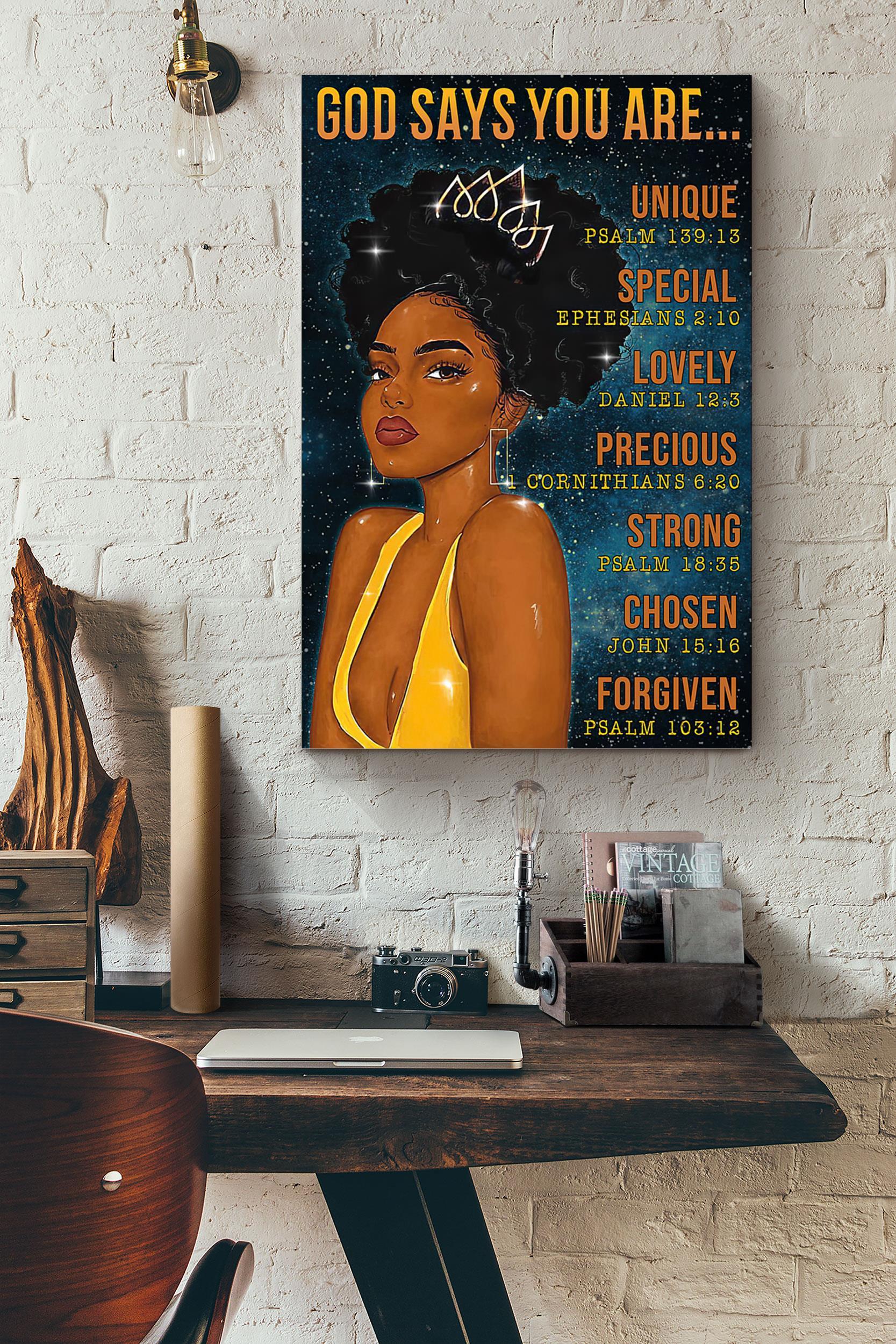 Black Queen God Says You Are Unique Precious Strong Poster