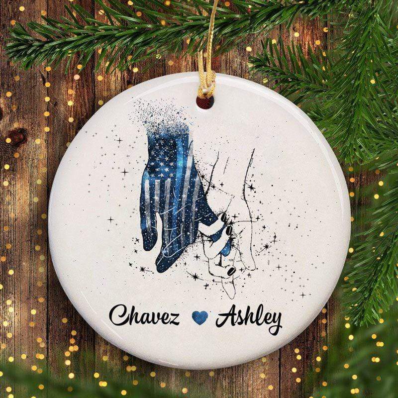 Always By Your Side Police Love Thin Blue Line Christmas Circle Ornament