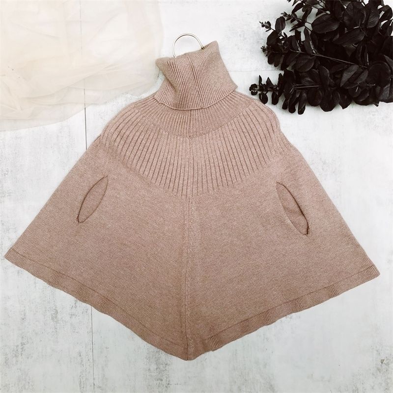 Baby Girls’ Sweater Autumn Winter High quality Cape Fashionable Kids Turtleneck Clothes child girl Knit jacket Soft 2-8Y alx