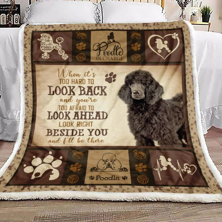 Poodle Blanket, Black Poodle Beside You And I’Ll Be There Blanket Gift For Dog Lovers Birthday Gift Home Decor Bedding Couch Sofa Soft And Comfy Cozy