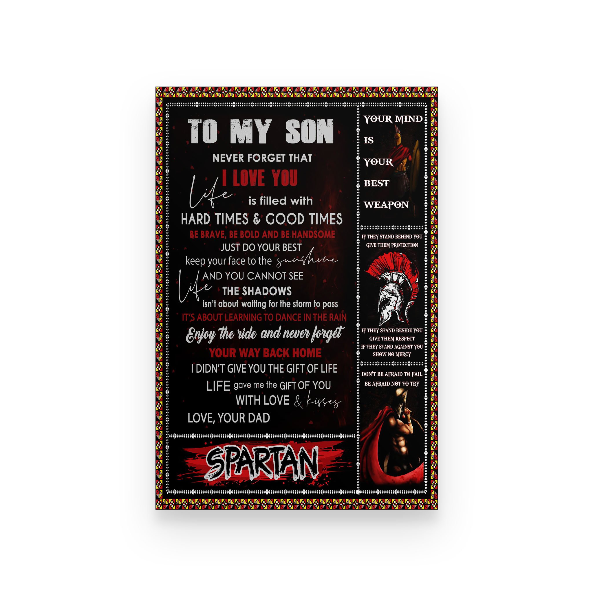 Spartan poster dad to son never forget that i love you