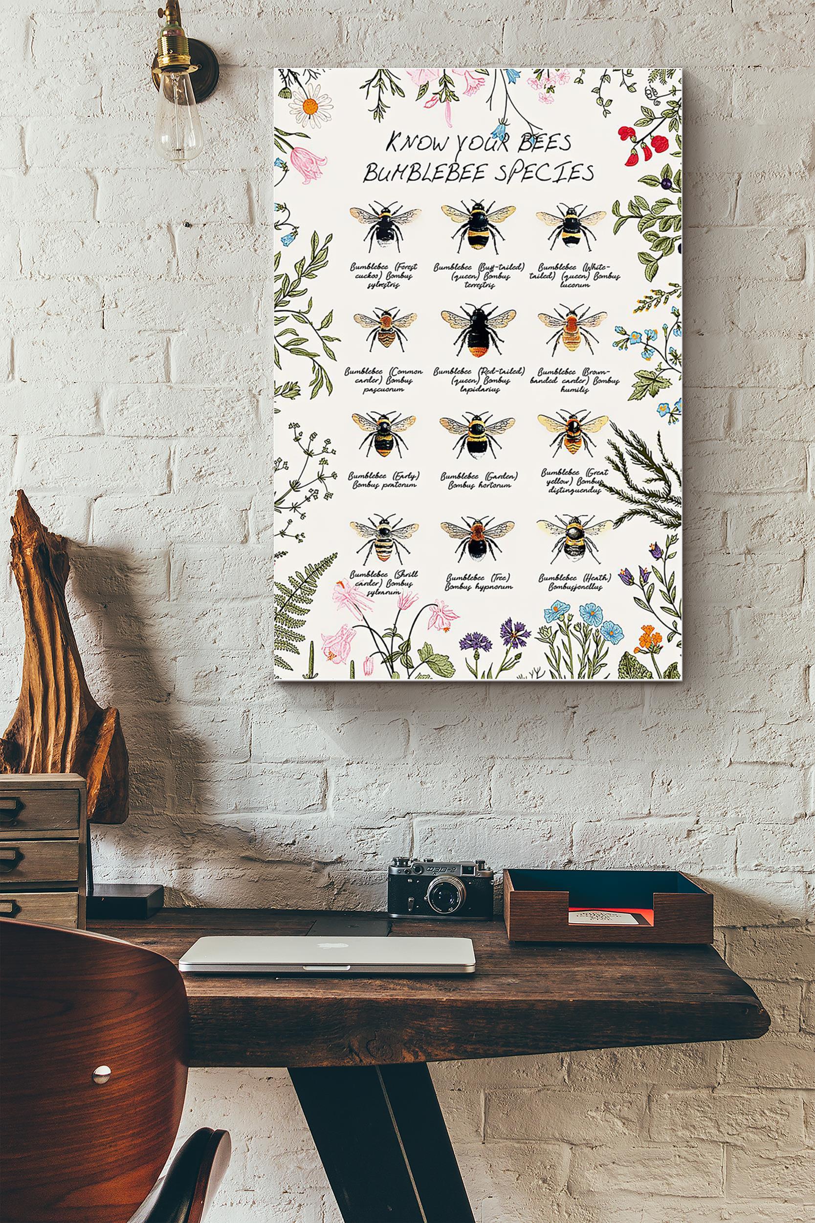 Bee Knowledge Bumblebee Species Poster – Animal Knowledge Wall Art Canvas – Gift For Gir Women Female Male Boy Men Gardener Beekeeper Bee Lover Biologist Gardenkeeper (Unframed) Poster