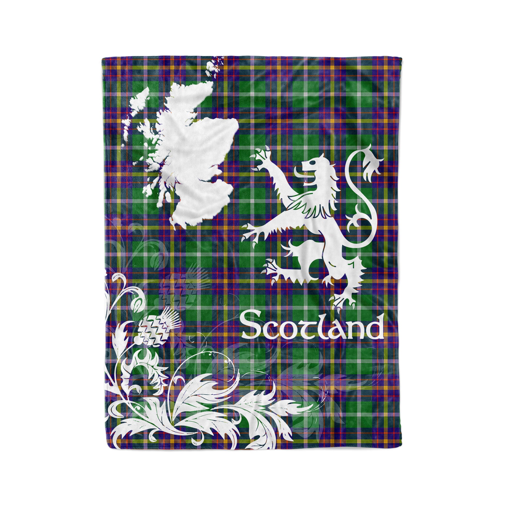 Tartan Plaid Fleece Blanket Tartan Blanket Thistle And Lion Scottish Clan Inglis Modern Plaid Blanket