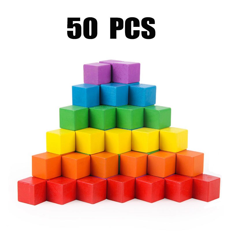 2*2*2cm Rainbow Color Cube Building Blocks Wooden Toys For Kids Preschool Teaching Intelligence Toys For Children Birthday Gift alx