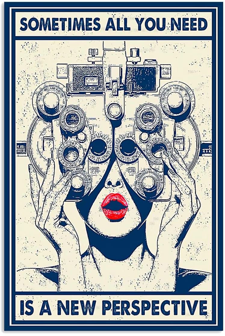 Vintage Girl Optometrist Sometimes Need A New Perspective Poster Art Print      Home Decor Gift For Men Women Family Friend On Birthday Xmas