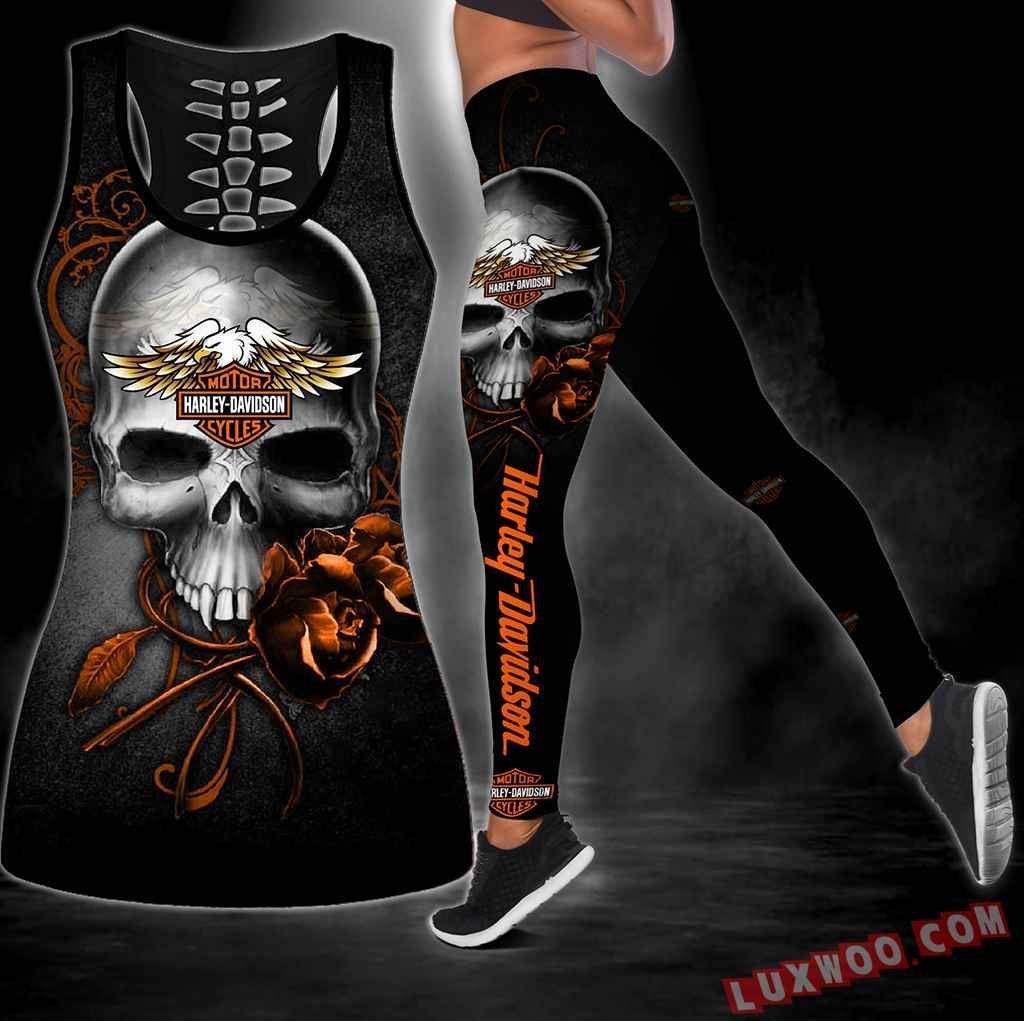 Combo Harley Davidson Skull Rosie Hollow Tanktop Legging Set Outfit S1026