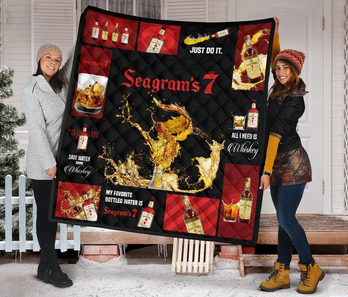 Seagram’S 7 Quilt Blanket All I Need Is Whiskey Gift Idea