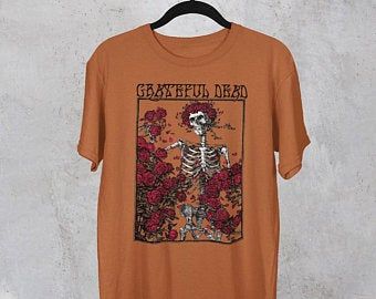 Vintage Bertha Grateful Dead T-shirt, Grateful Dead T, Grateful Dead And Roses Rock Music Band Shirt, Texas Orange,  Shirt 1133