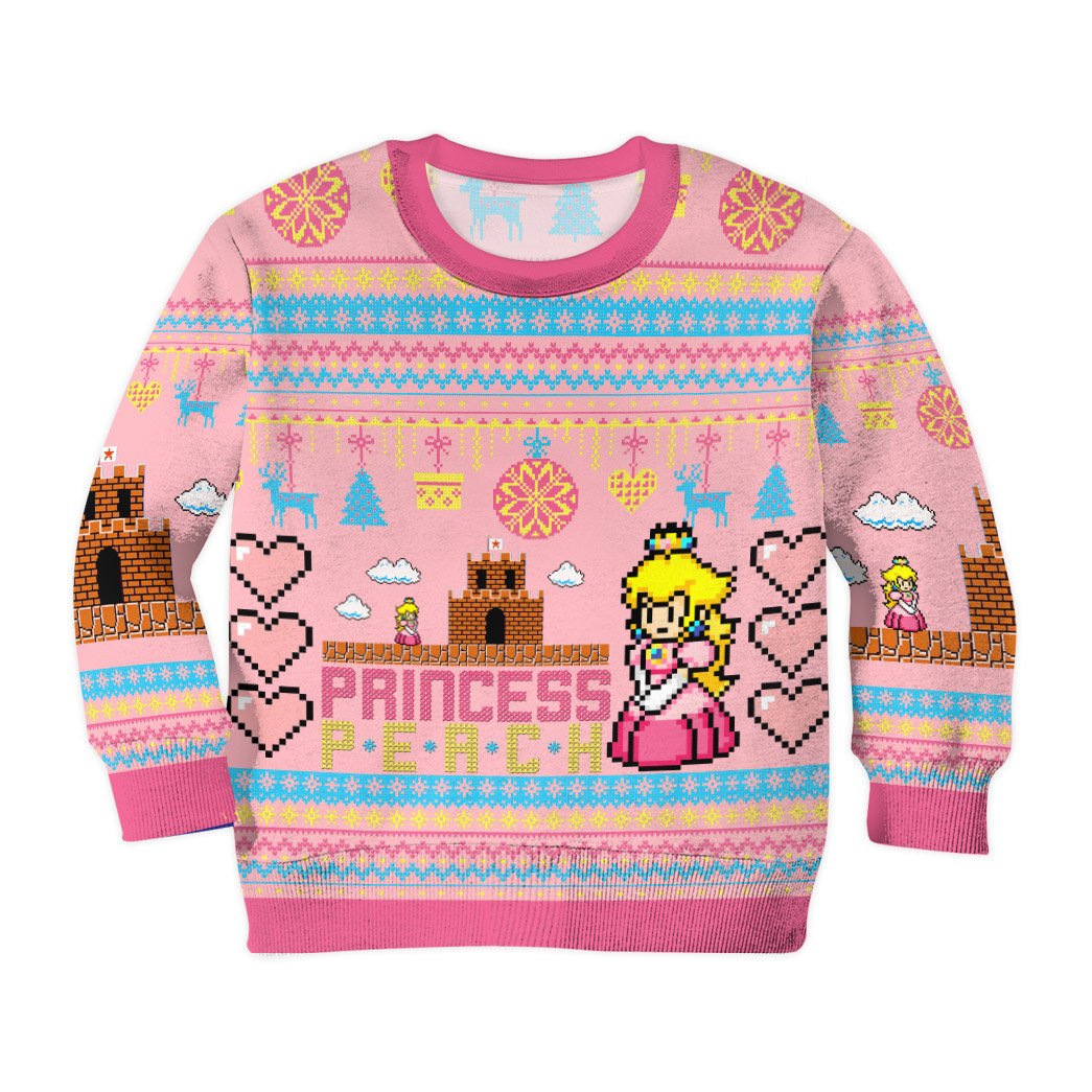 3D Super Mario Princess Peach Custom Kid Ugly Sweater