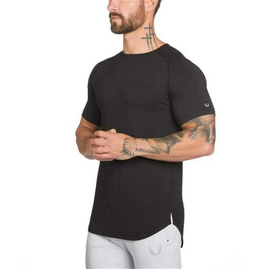 Summer New Men’s Gyms T shirt Fitness Bodybuilding Letter Printed Male Short Cotton Clothing Brand Tee Tops 4 Color