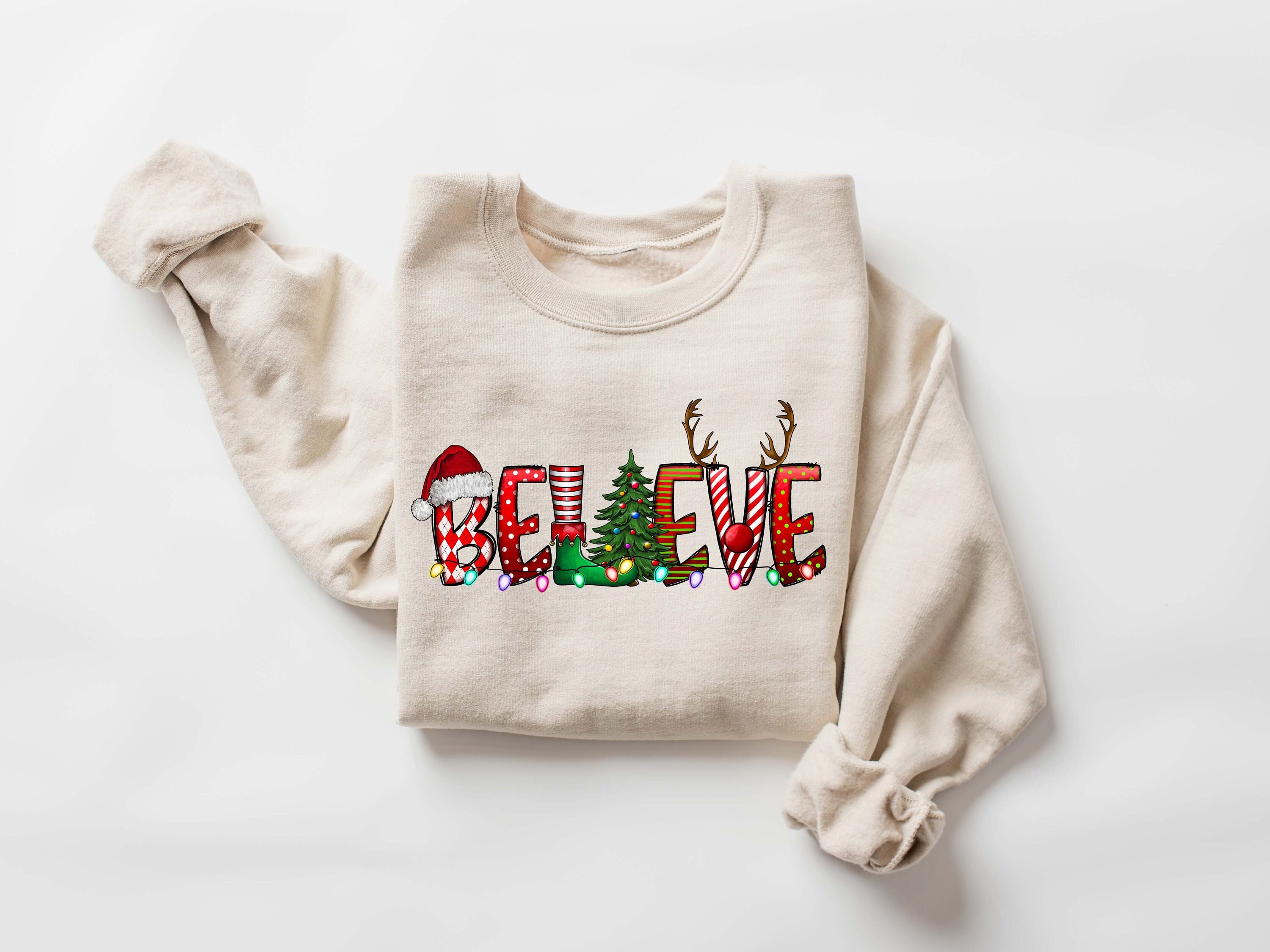 Womens Christmas sweatshirt, Believe Christmas Sweatshirt, Christmas Sweater, Christmas Sweatshirt, christmas pajamas women, Believe Shirt