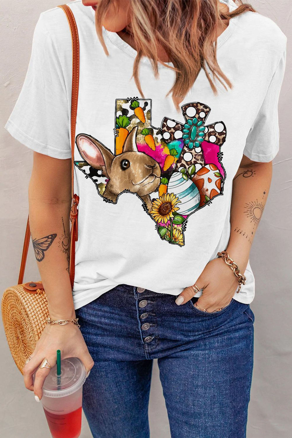 Bunny&Floral Short Sleeve Tee