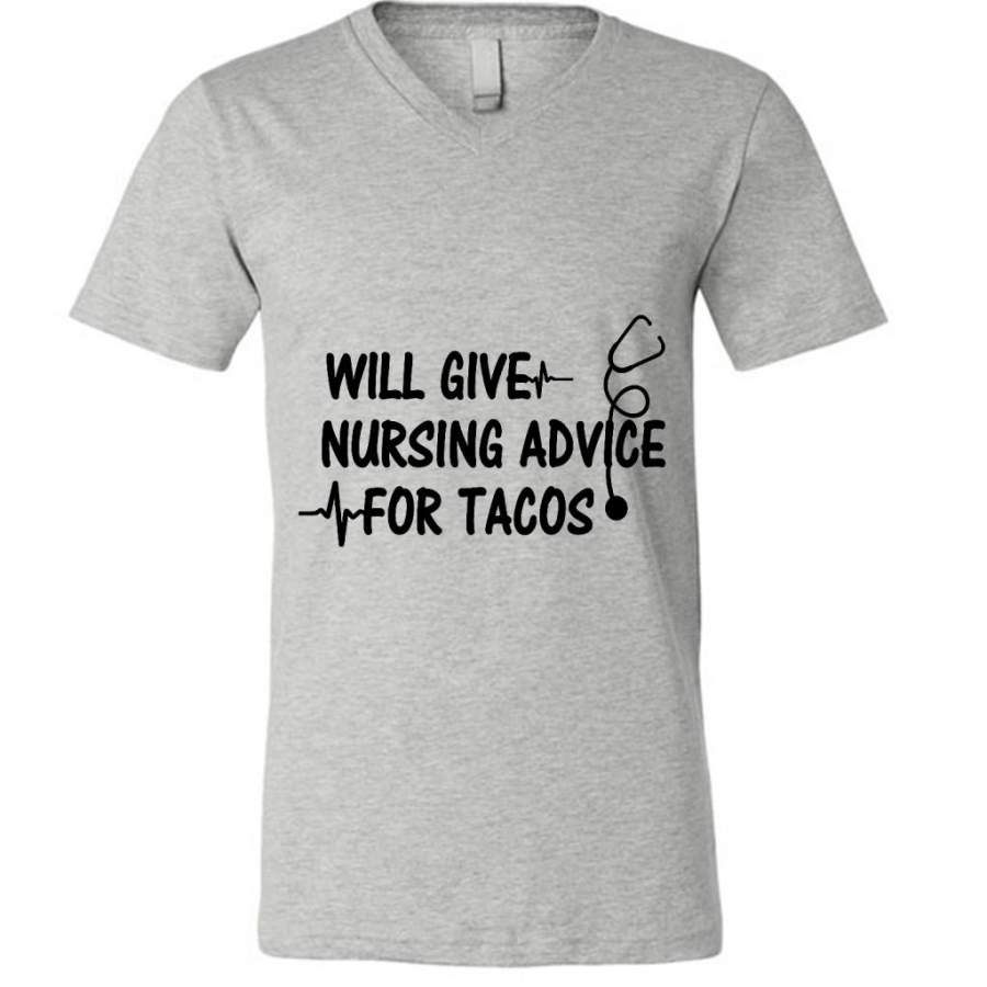 Will Give Nursing Advice For Tacos (w) – Canvas Unisex V-Neck Shirt