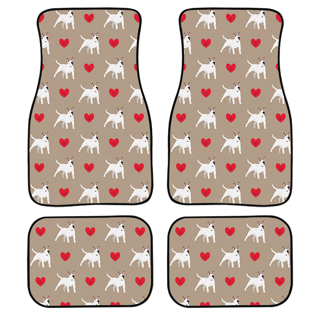 Bull Terrier Heart Pattern Print Front And Back Car Floor Mats, Front Car Mat