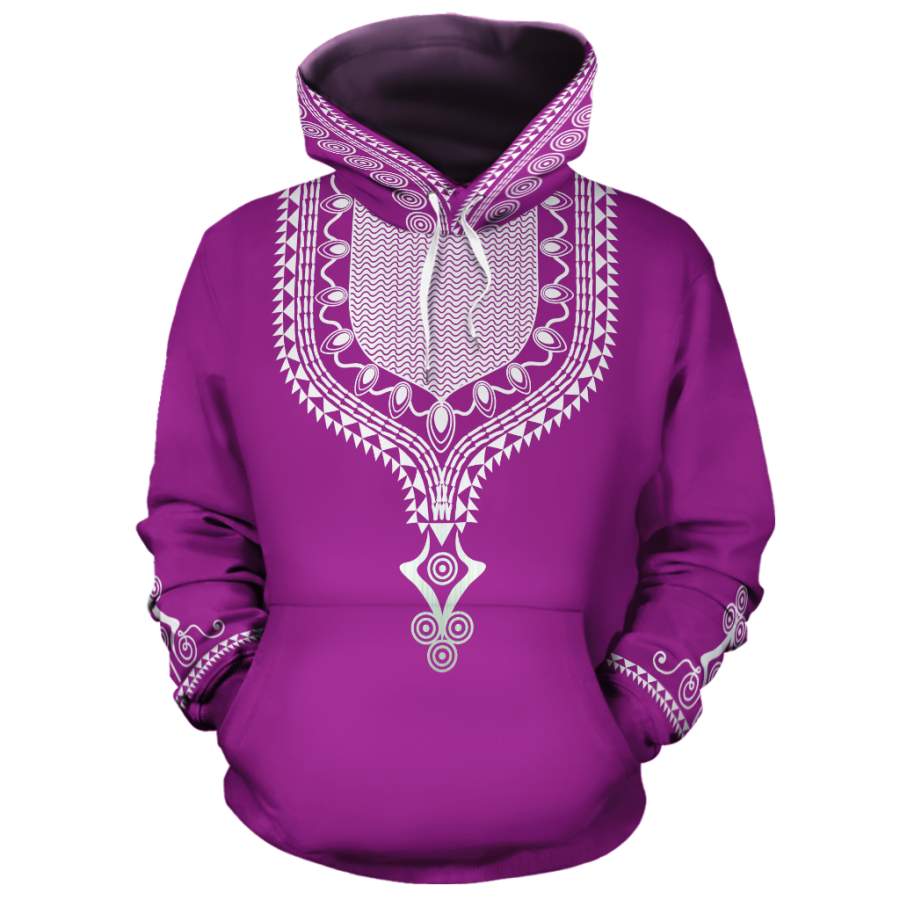 Dashiki Color Purple Fleece All-Over Hoodie