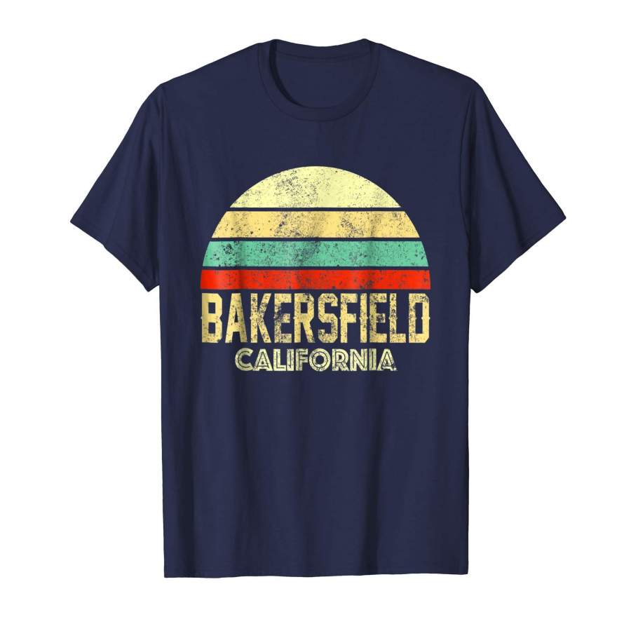 Bakersfield CA Vintage Retro Sunset Tee T Shirt