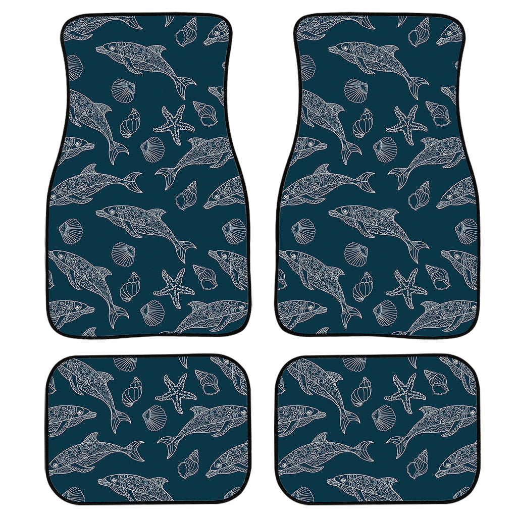 Vintage Dolphins Pattern Print Front And Back Car Floor Mats, Front Car Mat