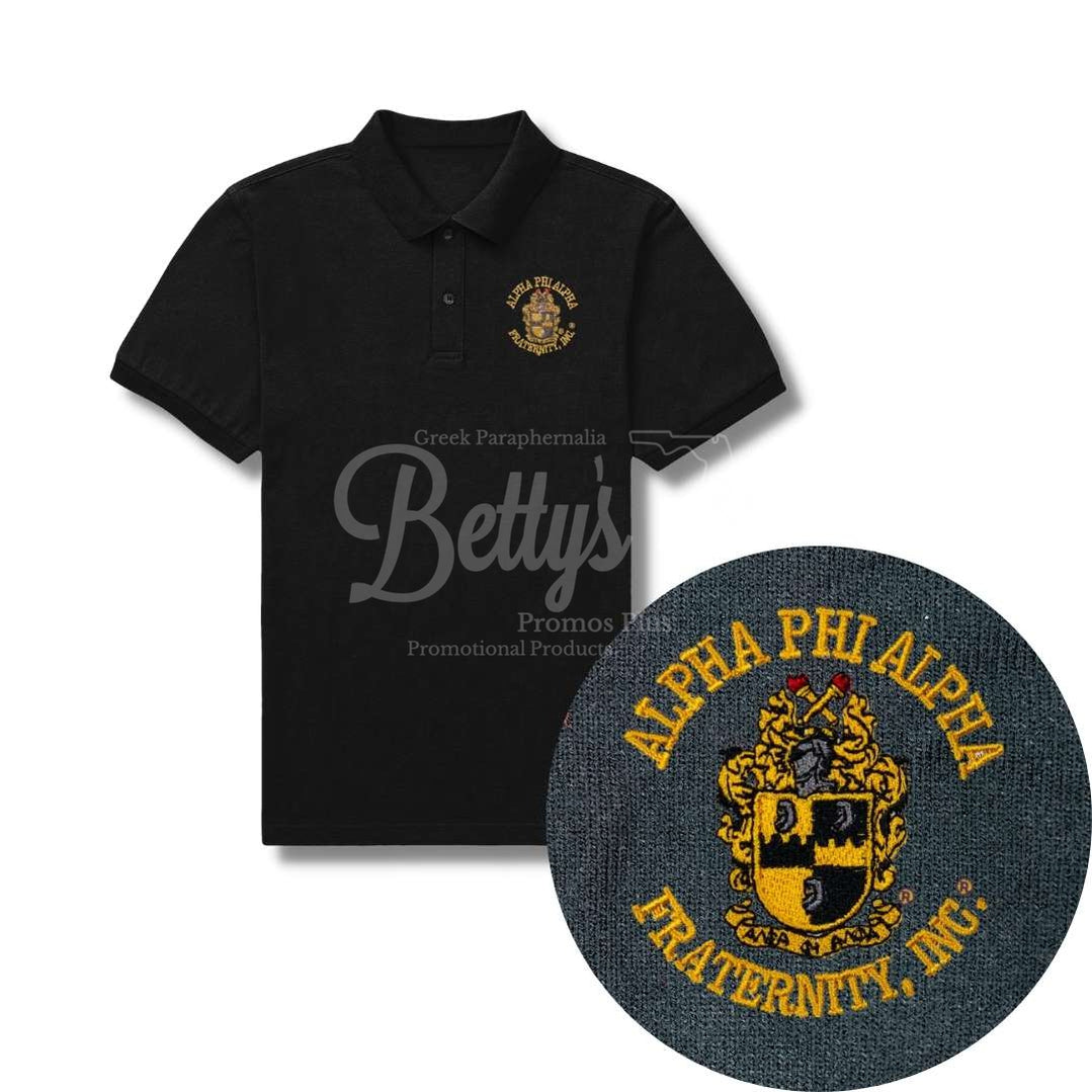 Alpha Phi Alpha Αφα Pique Embroidered Shield Polo Golf Shirt