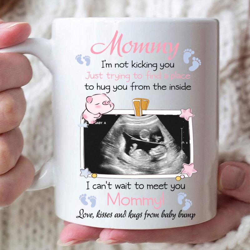 Personalized I Can’T Want To Me You Mug, Custom Sonogram Photo Gift For Mom To Be