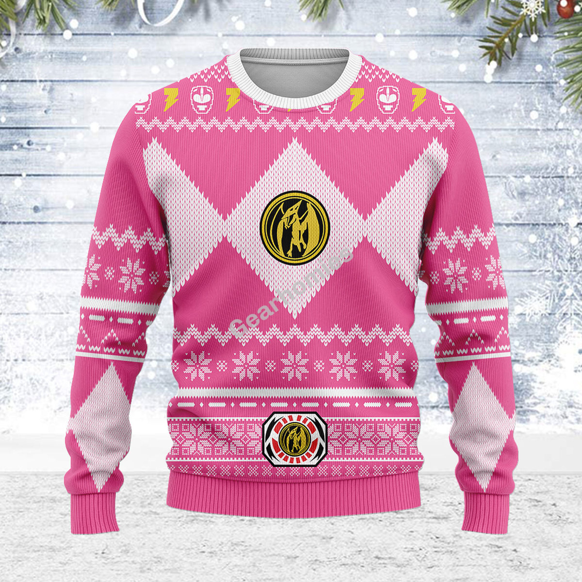Merry Christmas Unisex Christmas Sweater Pink Power Ranger 3D Apparel ...