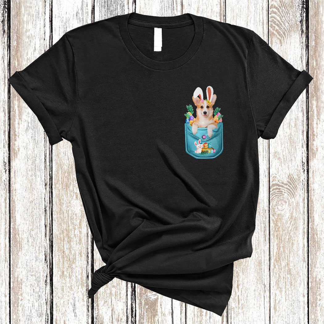 Bunny Corgi In Easter Pocket Cute Easter Day Egg Hunt Bunny Dog Lover Gifts T-Shirt