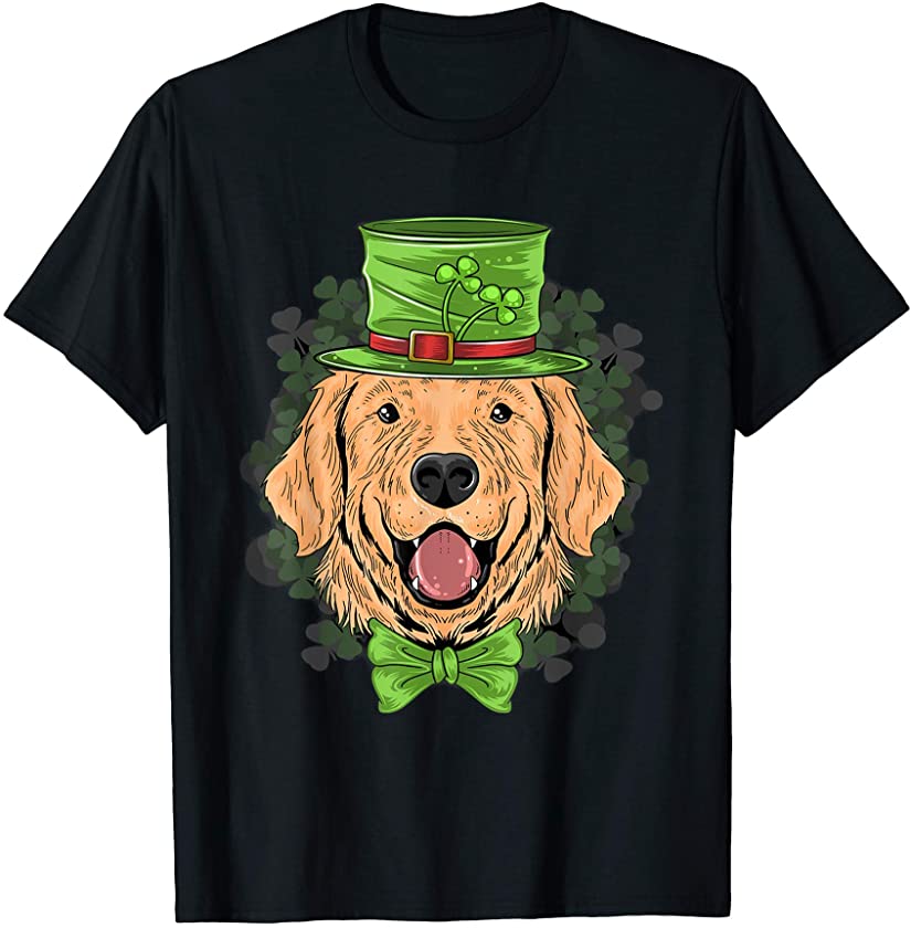 St patricks day cute golden retriever puppy dog T-Shirt