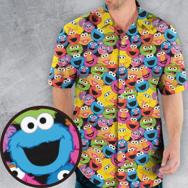 Sesame Street Characters Pattern Hawaiian Shirt