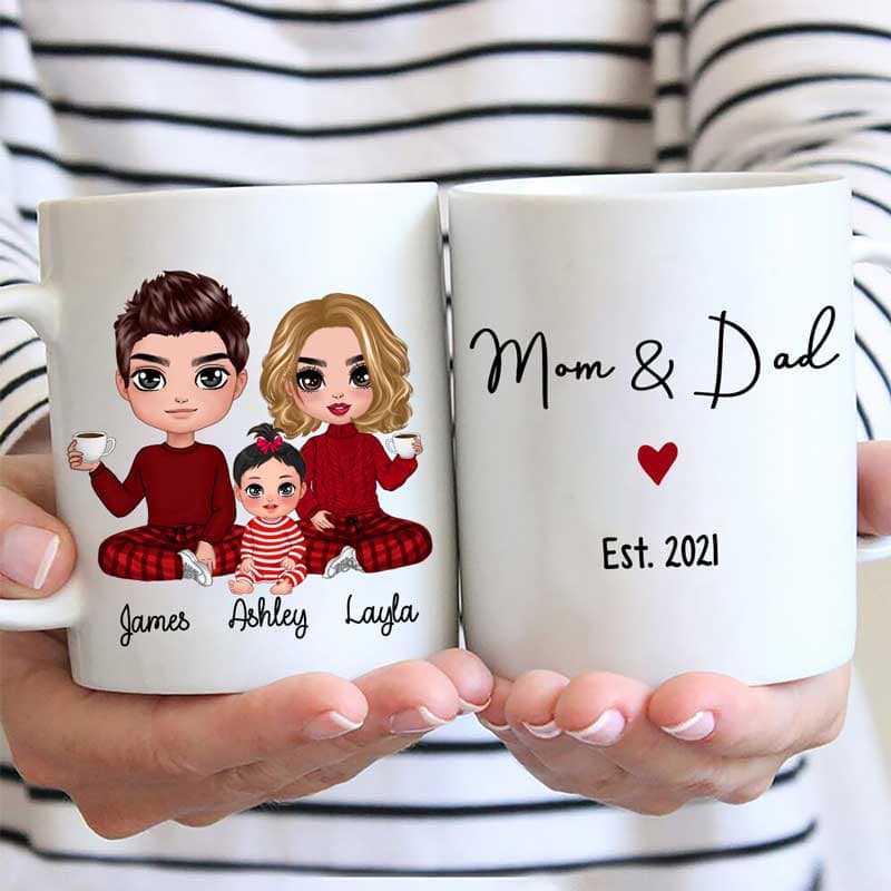 Mommy Daddy New Parent Doll Family Personalized Mug