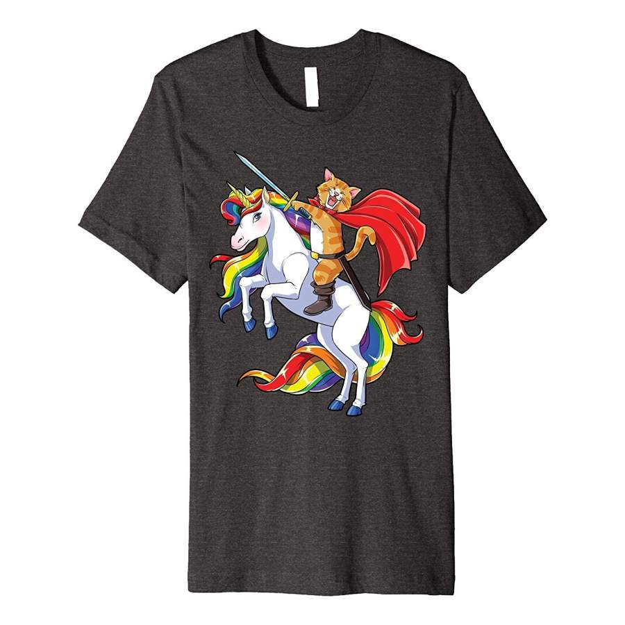 DTAOrder DTA Cat Riding Unicorn T shirt Caticorn Kittycorn Kitty Kitten