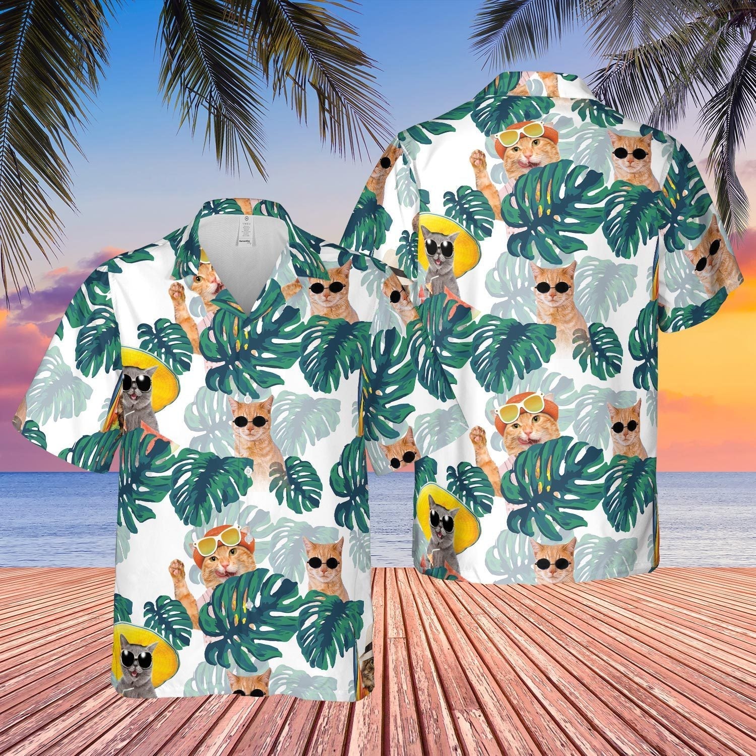 Cat Tropical Beach Hawaii Shirt For Men Women Adult Ha87270