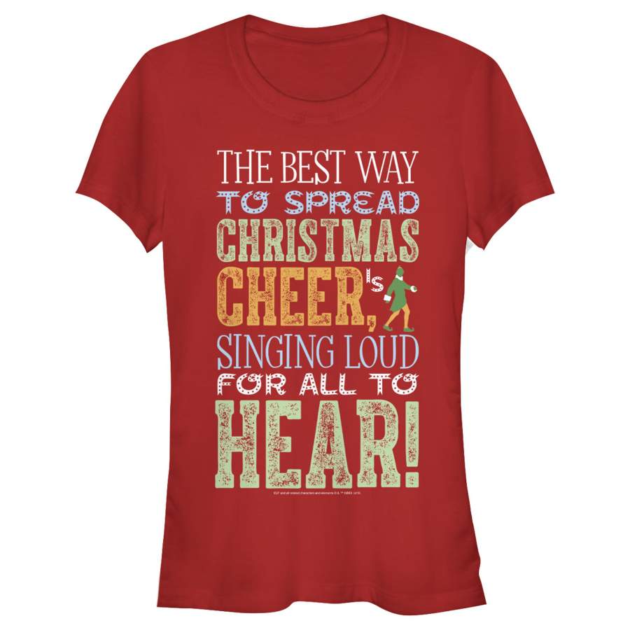 Elf Junior’s Christmas Sing For Cheer Quote  T Shirt